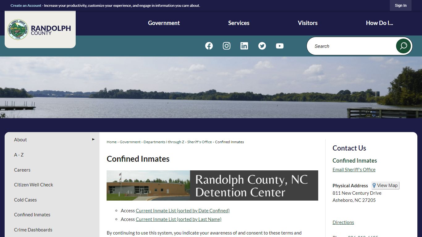 Confined Inmates - Randolph County, North Carolina
